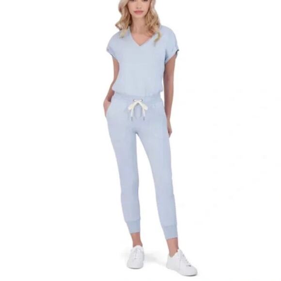 NWT n:Philanthropy Lawes Short Sleeve V-Neck Light Blue Jumpsuit LARGE - Picture 1 of 10